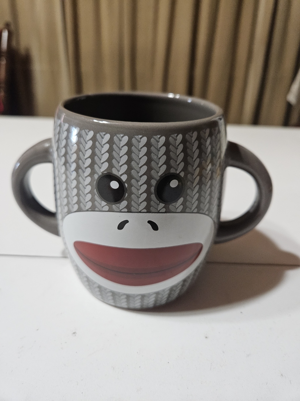 Gray Monkey Face Two-Handle Ceramic Coffee Mug